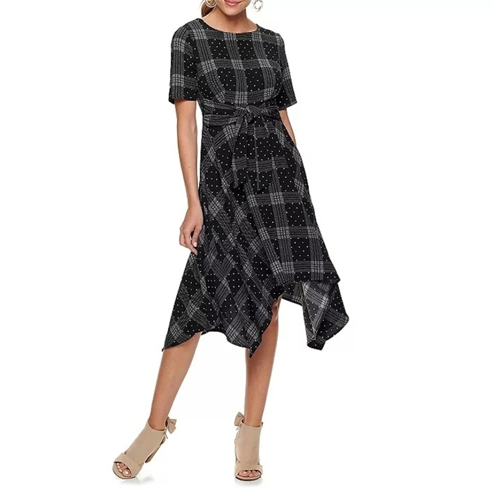 Elle Dress Women's Black White irregular Hem Dress Sz XXL NWT